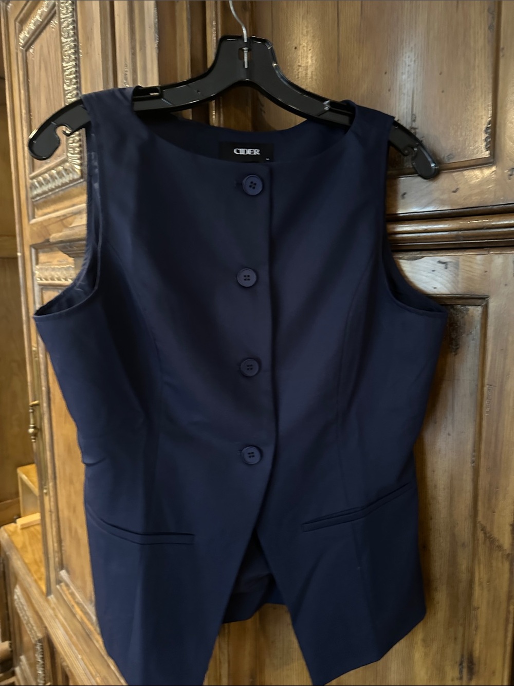 Cider Navy Button-Front Sleeveless Vest